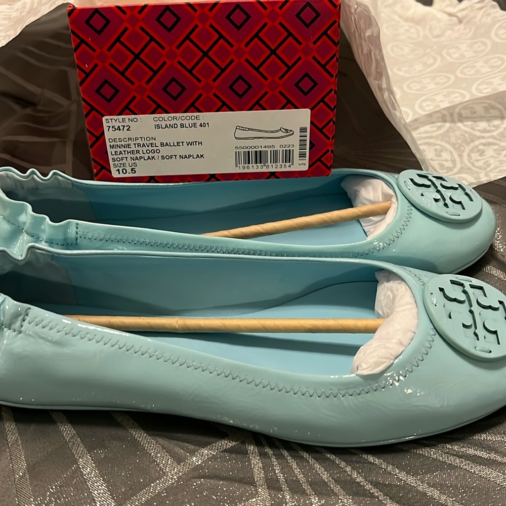 Tory Burch Minnie Travel Ballet Flat - Island Blue 10.5
